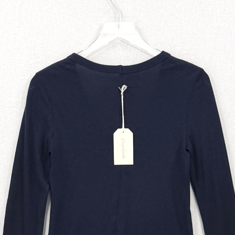 ENZA COSTA Cashmere New Classic V Neck Top Women Small Navy Long Sleeve Jersey - Picture 7 of 13